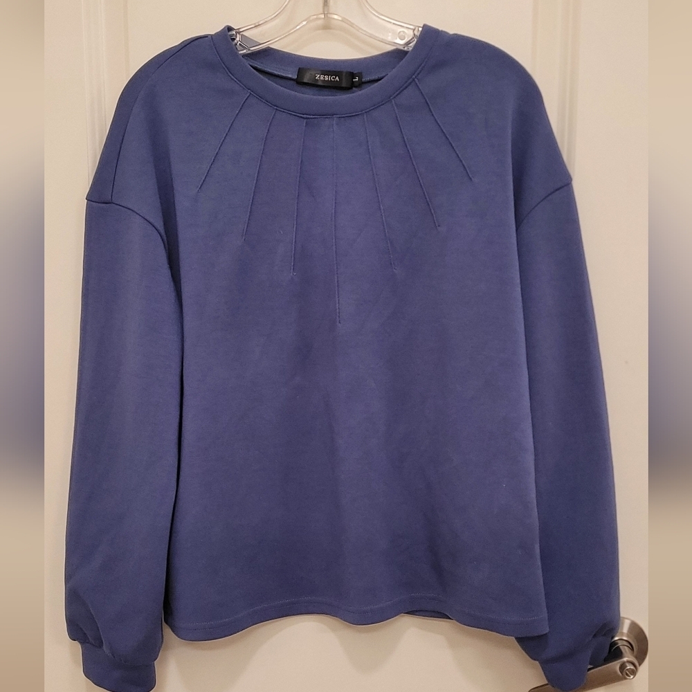 ZESICA Women's Crewneck Pleated Sweatshirt Sz Large